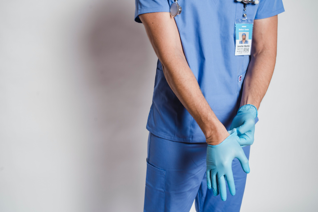 Doctor wearing gloves