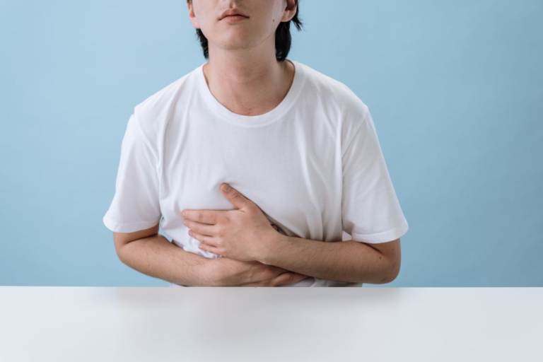 A person experiencing stomach pain