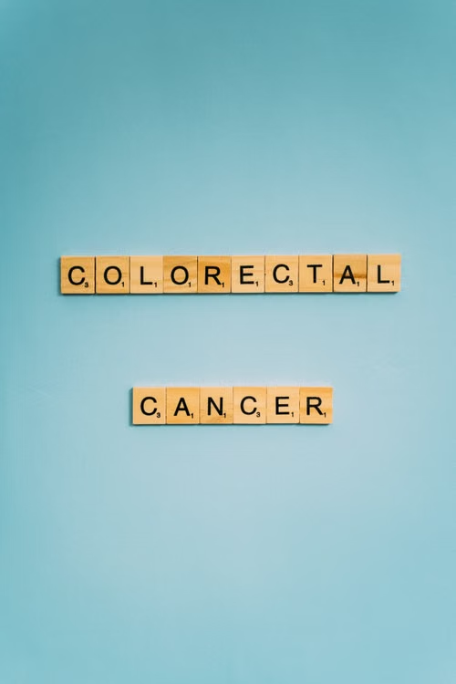 Scrabble pieces spelling colorectal cancer