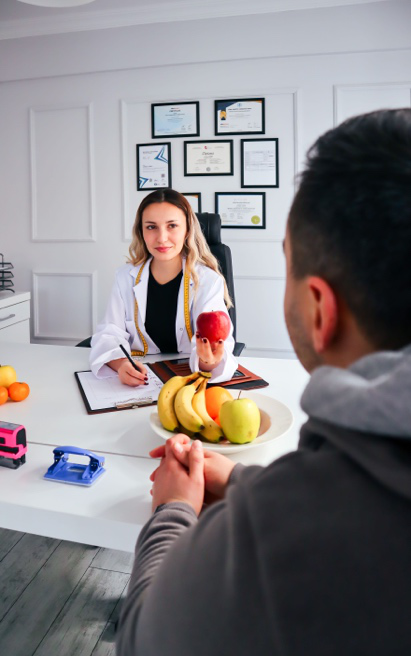 Patient reviewing healthy lifestyle habits that support colorectal health and digestive wellness.